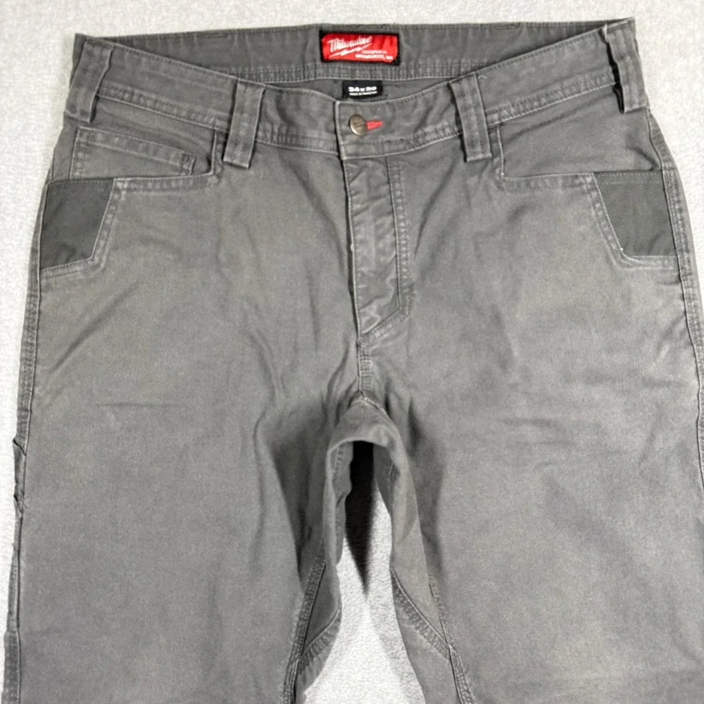 Milwaukee M650 Work Pant Mens 34x30 Gray Utility Carpenter Canvas Trousers